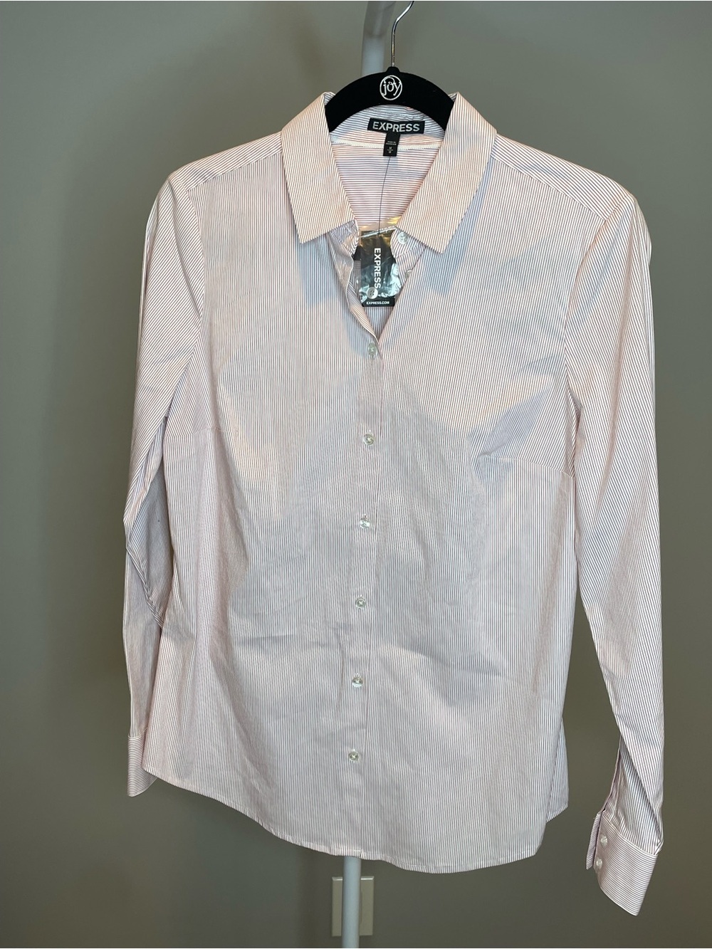 Express Women's Light Pink Pinstripe Button-Down Shirt NWT